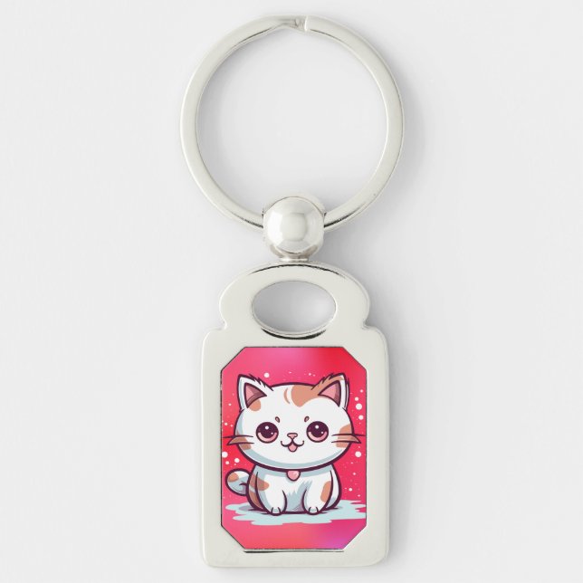 Lovely Cat Kawaii Style Clipart Key Ring (Front)