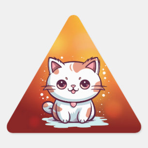Lovely Cat Kawaii Style Clipart Triangle Sticker