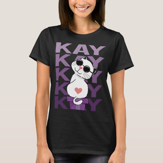 Lovely Cat - Kay Name T-Shirt (Front)