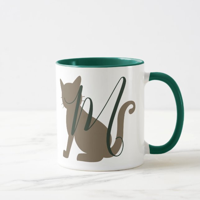 Lovely Cat theme Green and Brown Mug (Right)