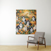 Lovely Cats And Pumpkins In Fall Season