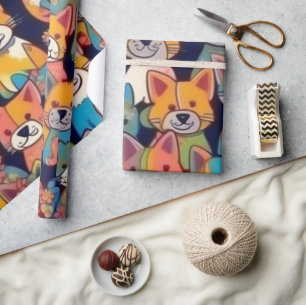 Lovely cats colourful cats pet vibes Wrapping Pape Paper