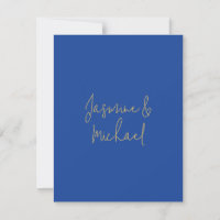 Lovely Chic Calligraphy Couple Names Blue & Gold