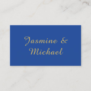 Lovely Chic Calligraphy Couple Names Blue & Gold Enclosure Card