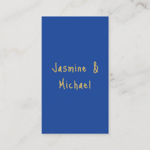 Lovely Chic Calligraphy Couple Names Blue & Gold Enclosure Card