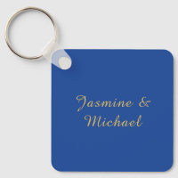 Lovely Chic Calligraphy Couple Names Blue & Gold