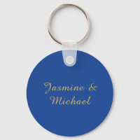 Lovely Chic Calligraphy Couple Names Blue & Gold