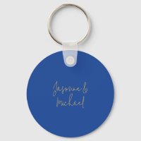 Lovely Chic Calligraphy Couple Names Blue & Gold