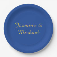 Lovely Chic Calligraphy Couple Names Blue & Gold