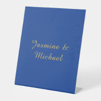 Lovely Chic Calligraphy Couple Names Blue & Gold