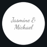 Lovely Chic Calligraphy Couple Names Wedding Classic Round Sticker<br><div class="desc">You Can Easily Change the Fonts,  Background Image and Colour,  Letter Characters.</div>