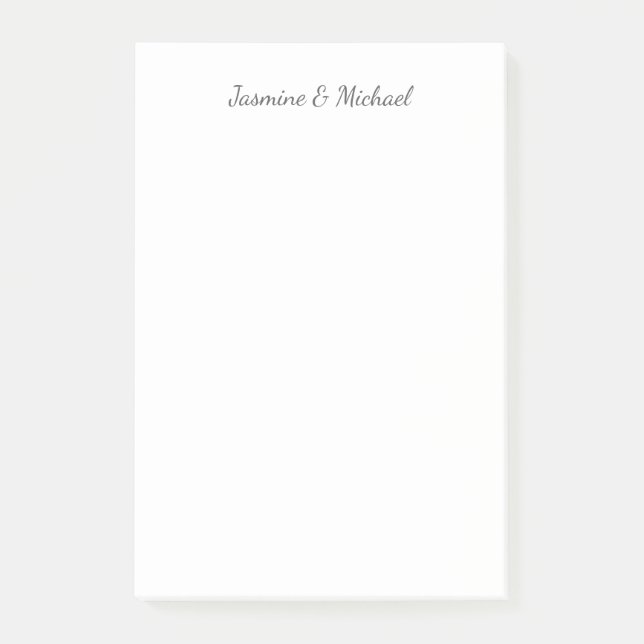 Lovely Chic Calligraphy Couple Names Wedding Post-it Notes (Front)