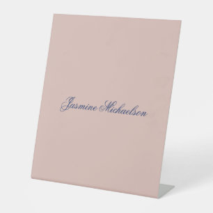 Lovely Chic Calligraphy Name Rose Gold Colour Pedestal Sign