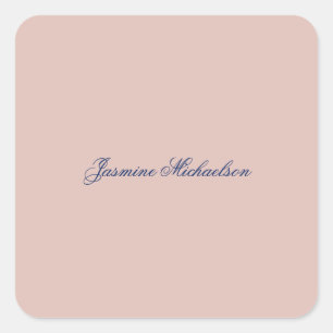 Lovely Chic Calligraphy Name Rose Gold Colour Square Sticker