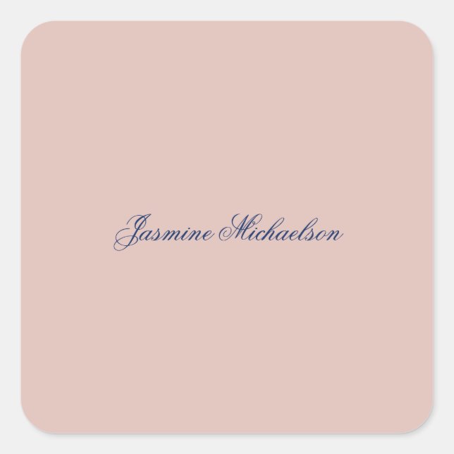 Lovely Chic Calligraphy Name Rose Gold Colour Square Sticker (Front)