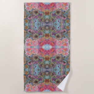 Lovely Chic Flower Garden Watercolor Painting Beach Towel
