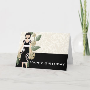 Lovely Chic Woman Happy Birthday Greeting Card