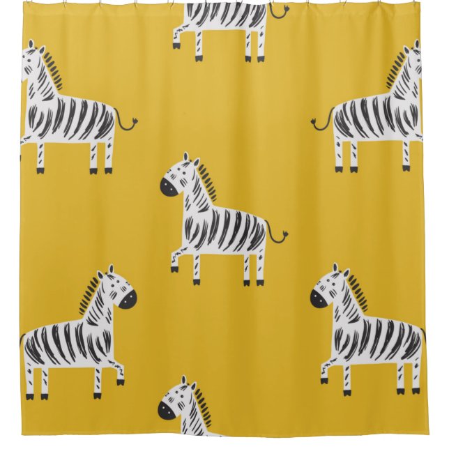 Lovely children's seamless pattern with zebras shower curtain (Front)