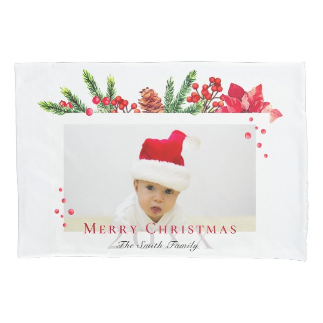Lovely Christmas Frame Personalised Photo Pillowcase (Front)