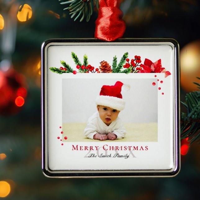 Lovely Christmas Frame Personalized Photo Metal Tree Decoration (Creator Uploaded)