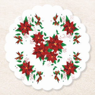 Lovely Christmas Red Flower Paper Coaster