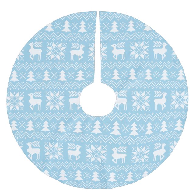 Lovely Christmas Sweater Inspired Blue Pattern Brushed Polyester Tree Skirt (Front)