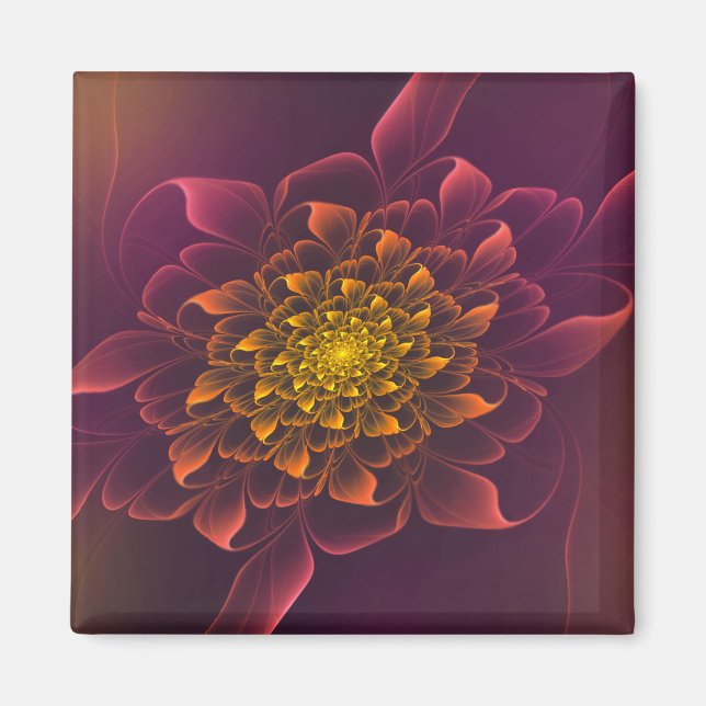 Lovely Chrysanthemum Fractal Purple Magnet (Front)