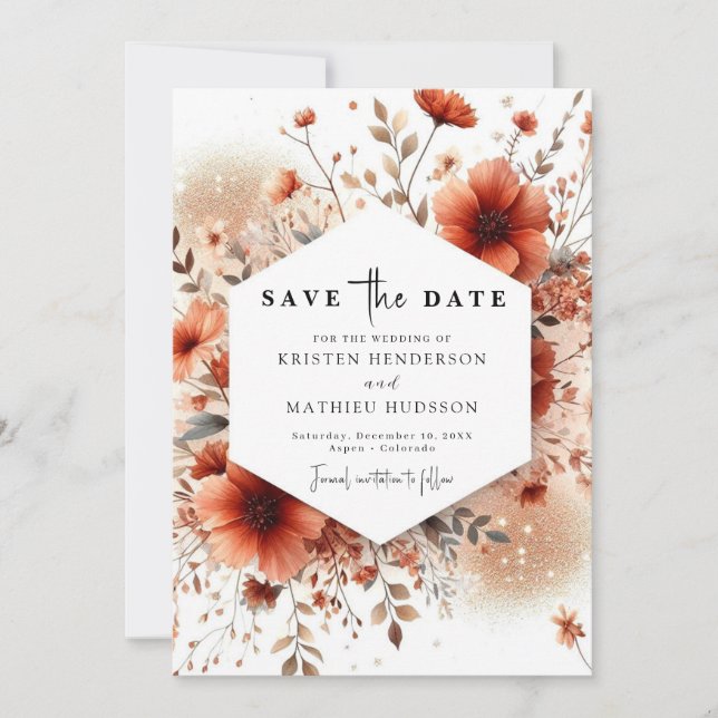  Lovely Classic Terracotta Wedding Save The Date (Front)