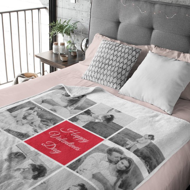 Lovely Collage Couple Photo & Happy Valentines Day Sherpa Blanket (Creator Uploaded)