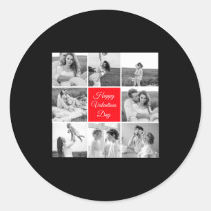 Lovely Collage Couple Photo Happy Valentines Day T Classic Round Sticker