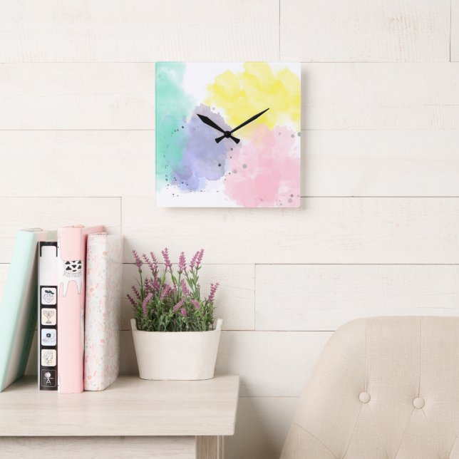 Lovely Colors With a Gentle Touch   Square Wall Clock (Reading Room)
