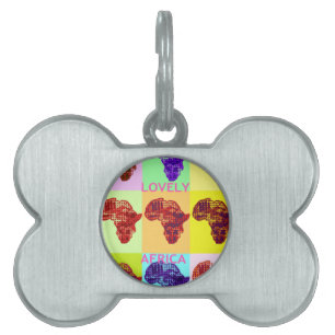 Lovely Colourful Africa Map Pop Pattern Art  Desig Pet Name Tag