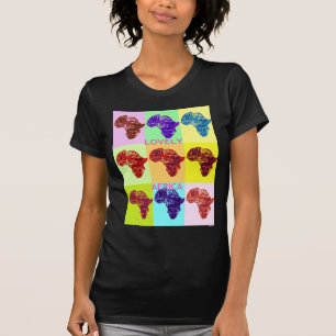 Lovely Colourful Africa Map Pop Pattern Art  Desig T-Shirt