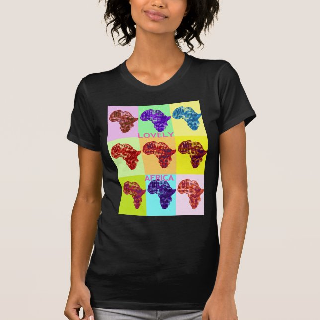 Lovely Colourful Africa Map Pop Pattern Art  Desig T-Shirt (Front)