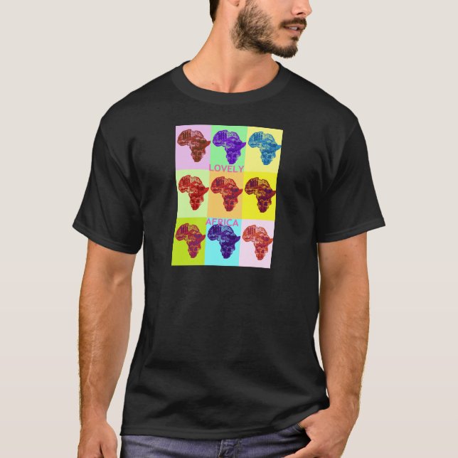 Lovely Colourful Africa Map Pop Pattern Art  Desig T-Shirt (Front)