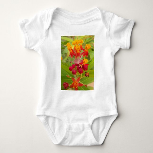Lovely Colourful Floral with Milkweed Art Print Baby Bodysuit (Front)