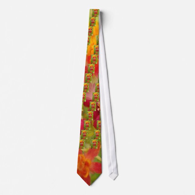 Lovely Colourful Floral with Milkweed Art Print Tie (Front)