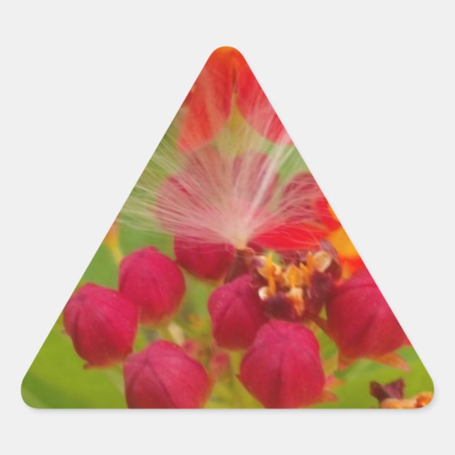 Lovely Colourful Floral with Milkweed Art Print Triangle Sticker (Front)