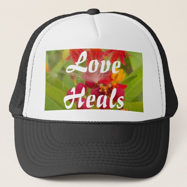 Lovely Colourful Floral with Milkweed Art Print Trucker Hat (Front)