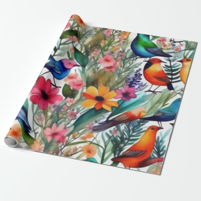 Lovely colourful flowers Wrapping Paper (Unrolled)