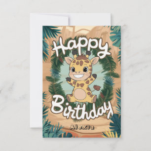 Lovely Colourful Giraffe Birthday Card