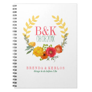 Lovely Colourful Spring Floral Wreath Spiral Notebook