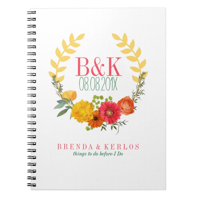 Lovely Colourful Spring Floral Wreath Spiral Notebook (Front)