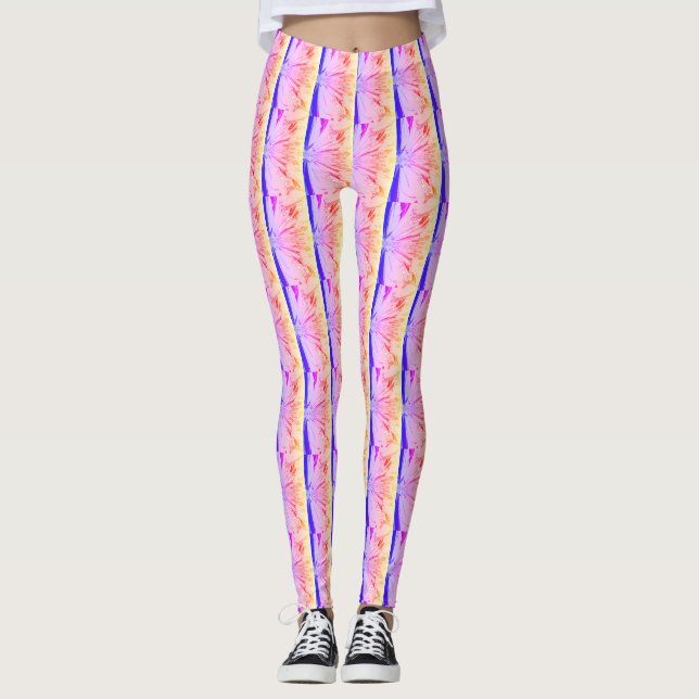 Lovely Colourful Summer Abstract Hot Pink Pattern Leggings (Front)