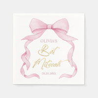 Lovely Coquette Pink Ribbon Bows Bat Mitzvah