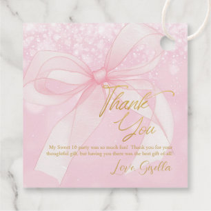 Lovely Coquette Pink Ribbon Bows Sweet 16 Sixteen Favour Tags