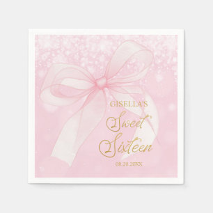 Lovely Coquette Pink Ribbon Bows Sweet 16 Sixteen Napkin