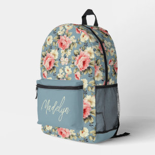 Lovely Country Floral Pattern Personalised Printed Backpack