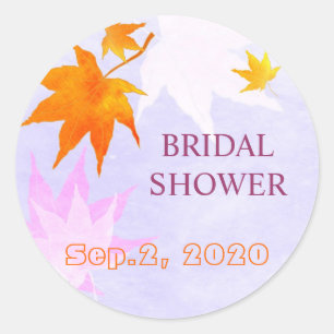 Lovely Country Maple Leaf Bridal Shower Classic Round Sticker