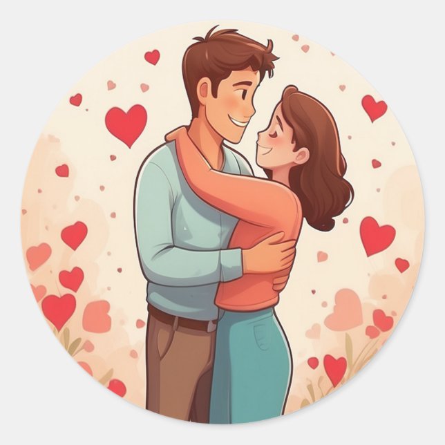 Lovely couple classic round sticker (Front)